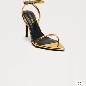Fashion Nova Metallic Gold Pointed Toe Stiletto Sandal